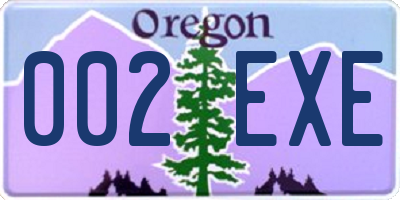 OR license plate 002EXE