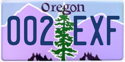 OR license plate 002EXF