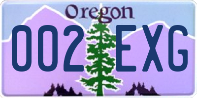 OR license plate 002EXG
