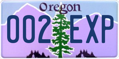 OR license plate 002EXP