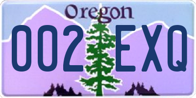 OR license plate 002EXQ
