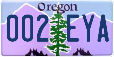 OR license plate 002EYA