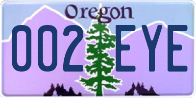 OR license plate 002EYE