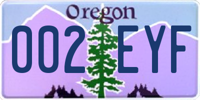 OR license plate 002EYF