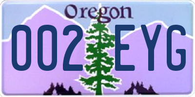 OR license plate 002EYG