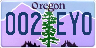 OR license plate 002EYO