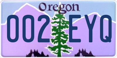 OR license plate 002EYQ