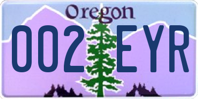 OR license plate 002EYR