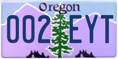 OR license plate 002EYT