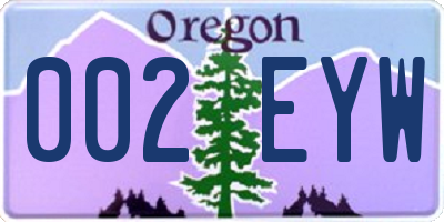 OR license plate 002EYW