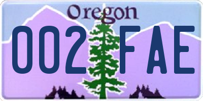OR license plate 002FAE