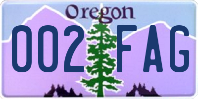 OR license plate 002FAG