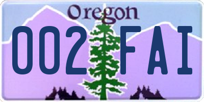 OR license plate 002FAI