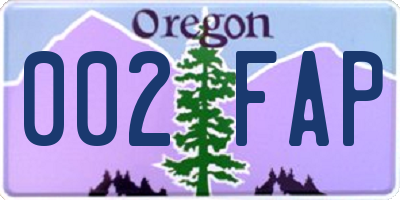 OR license plate 002FAP
