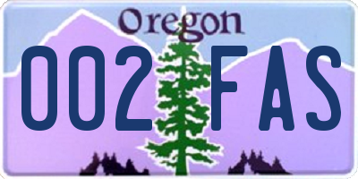 OR license plate 002FAS