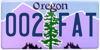 OR license plate 002FAT