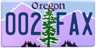 OR license plate 002FAX