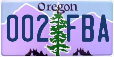 OR license plate 002FBA