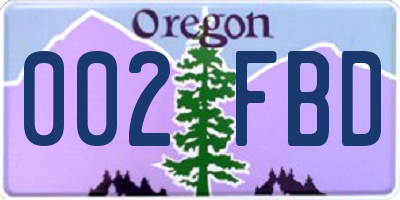 OR license plate 002FBD