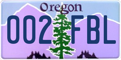 OR license plate 002FBL