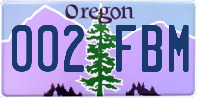 OR license plate 002FBM
