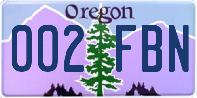 OR license plate 002FBN