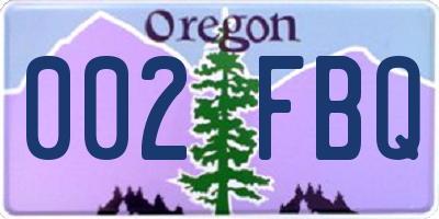 OR license plate 002FBQ