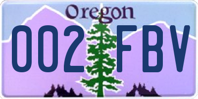 OR license plate 002FBV