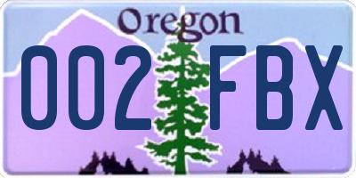 OR license plate 002FBX