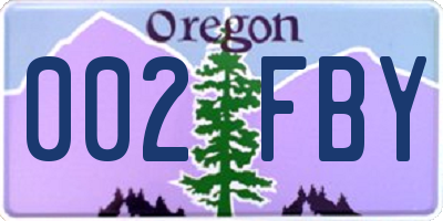 OR license plate 002FBY