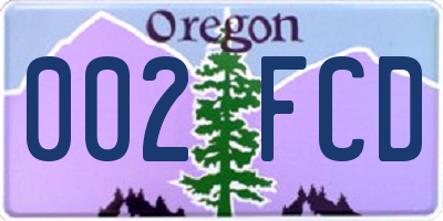 OR license plate 002FCD