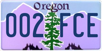 OR license plate 002FCE