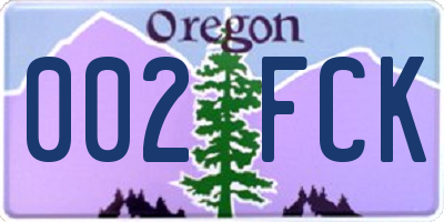 OR license plate 002FCK