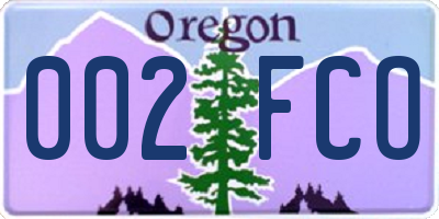 OR license plate 002FCO