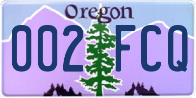OR license plate 002FCQ