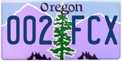 OR license plate 002FCX