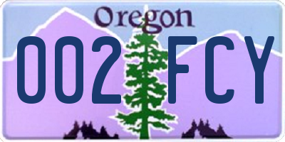 OR license plate 002FCY