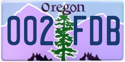 OR license plate 002FDB