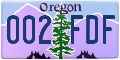 OR license plate 002FDF