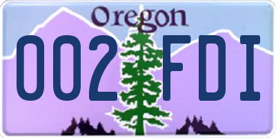 OR license plate 002FDI