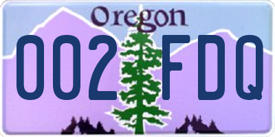 OR license plate 002FDQ
