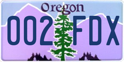 OR license plate 002FDX