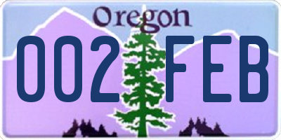 OR license plate 002FEB