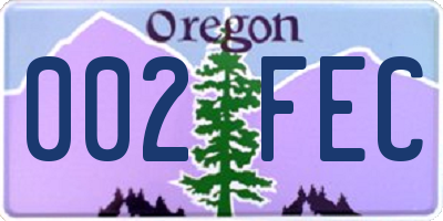 OR license plate 002FEC