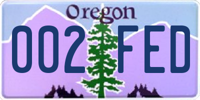 OR license plate 002FED