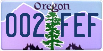 OR license plate 002FEF