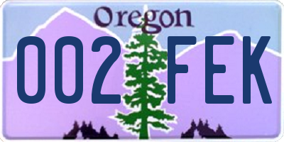 OR license plate 002FEK