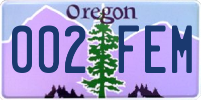 OR license plate 002FEM