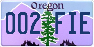 OR license plate 002FIE