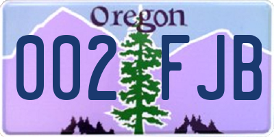 OR license plate 002FJB